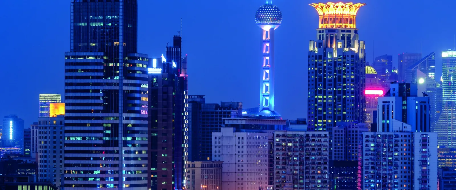 Shanghai at night: the Lujiazui skyline