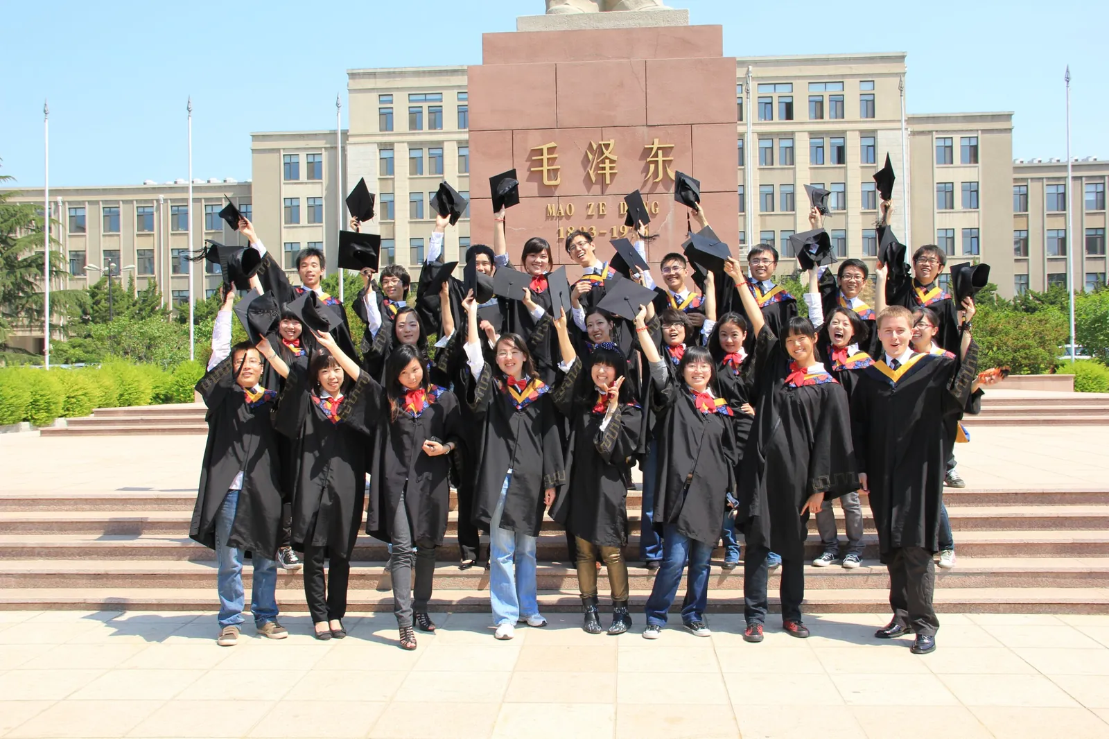 Dalian University of Technology graduates tossing their caps