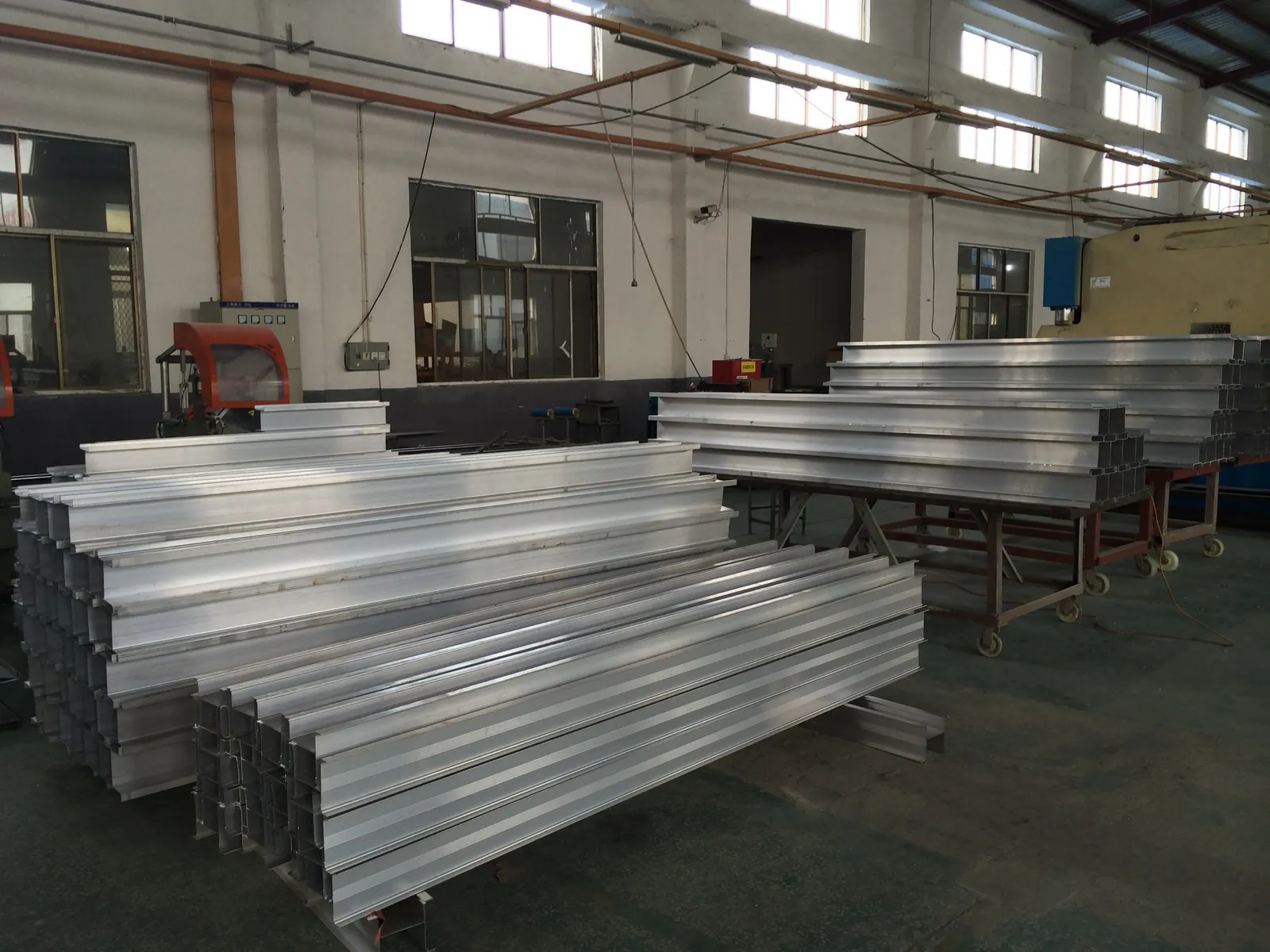 Aluminum profiles at a factory before shipment