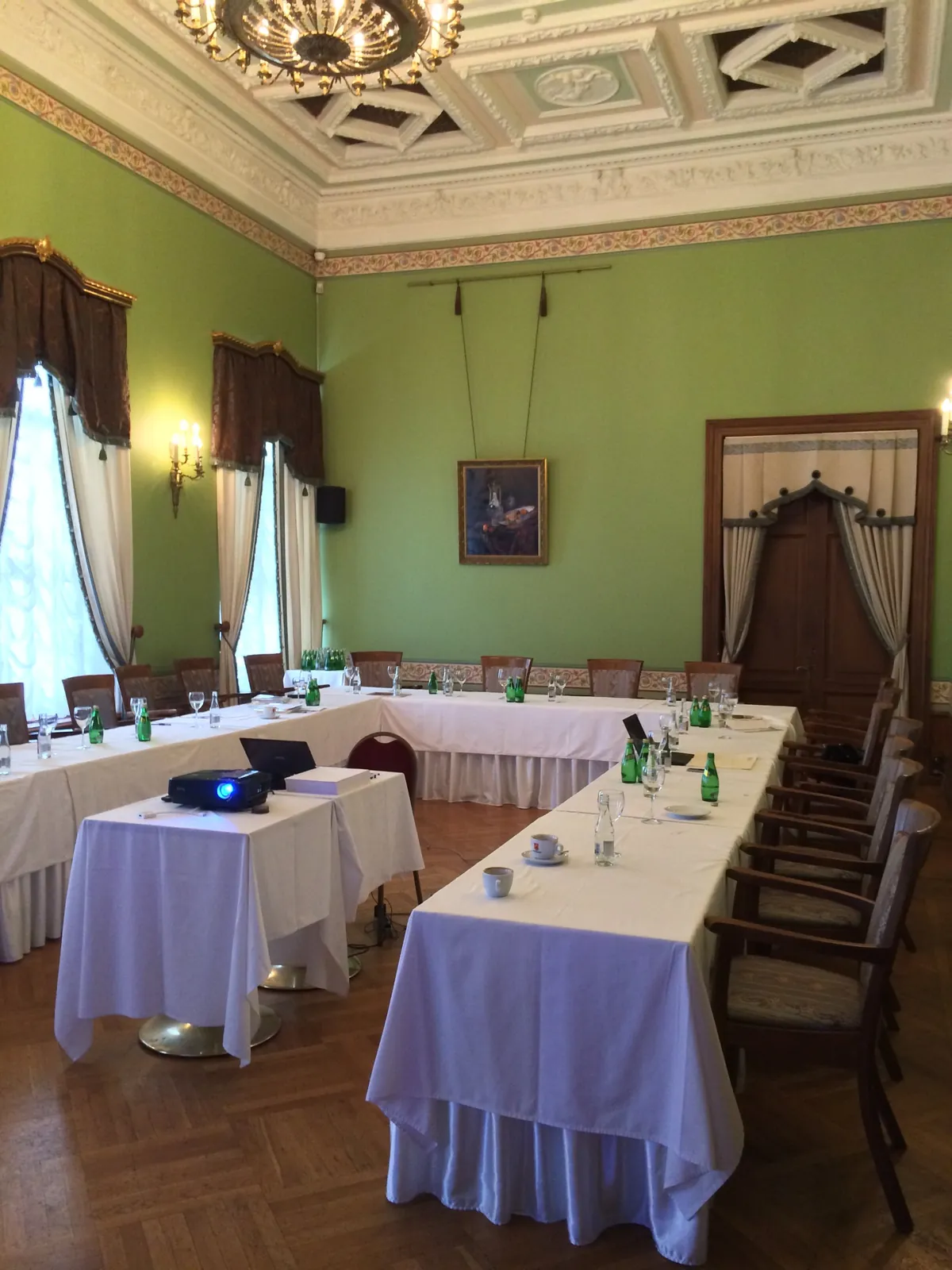 A meeting room before talks