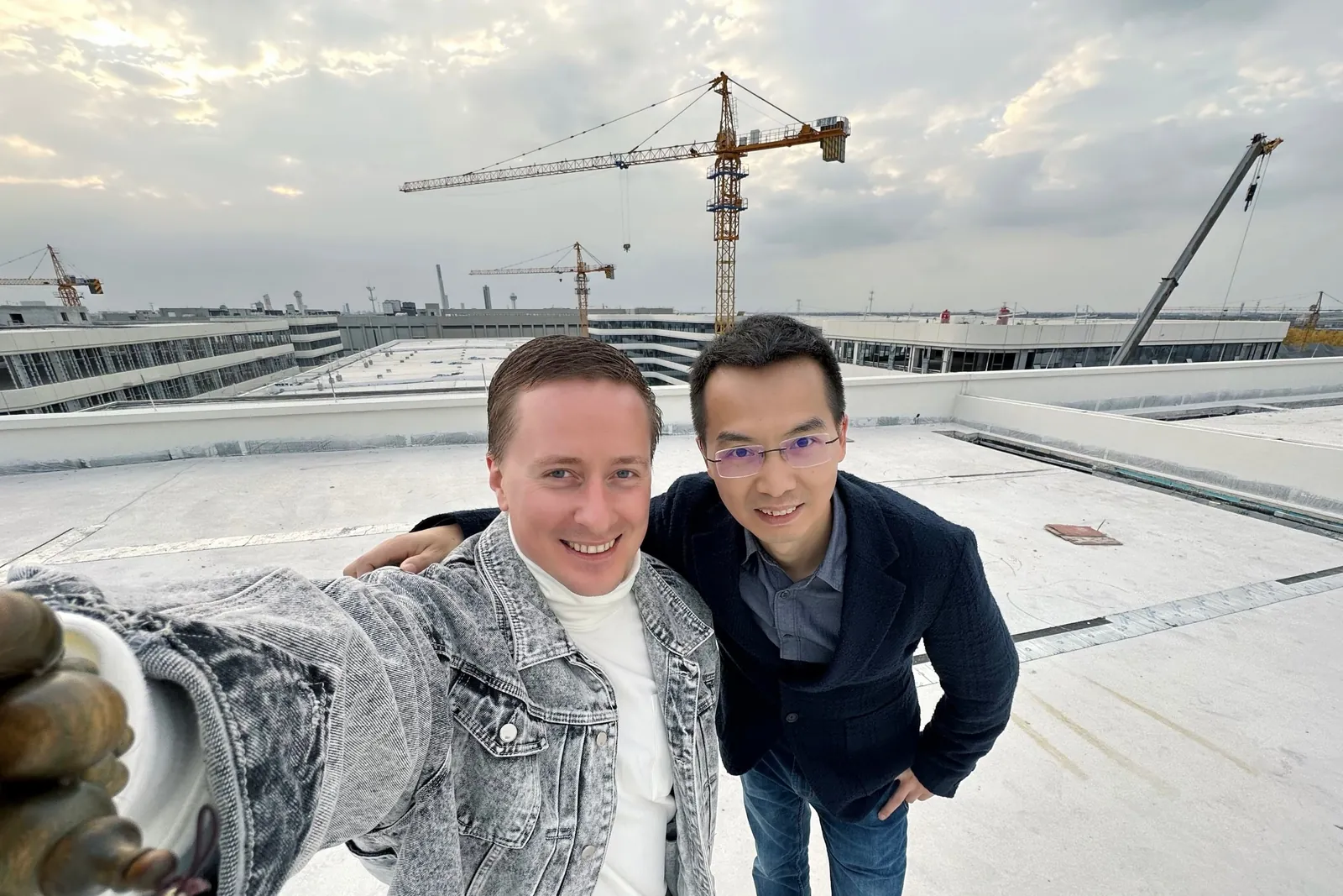 On the roof of the technology park under construction