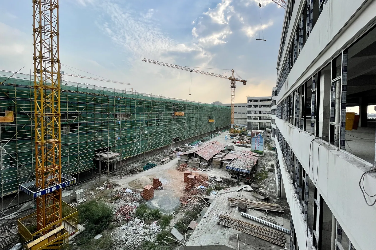 Erecting the building frames