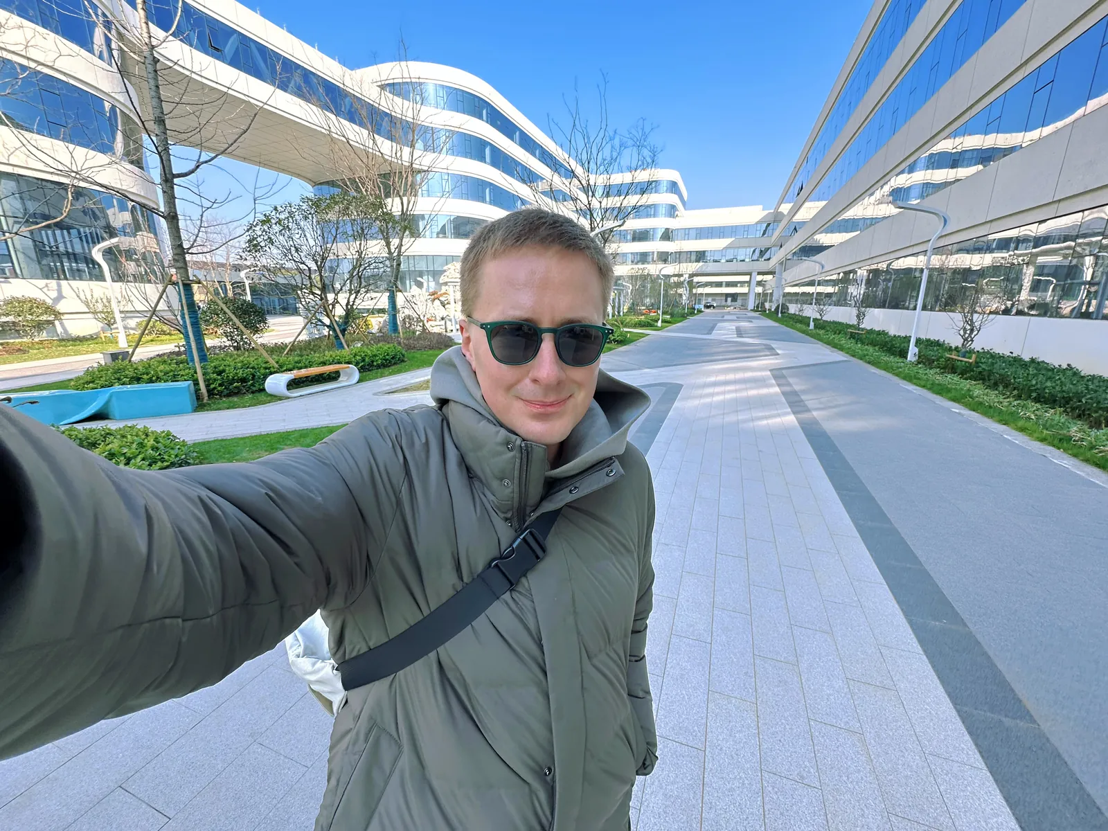 By the buildings of the finished technology park
