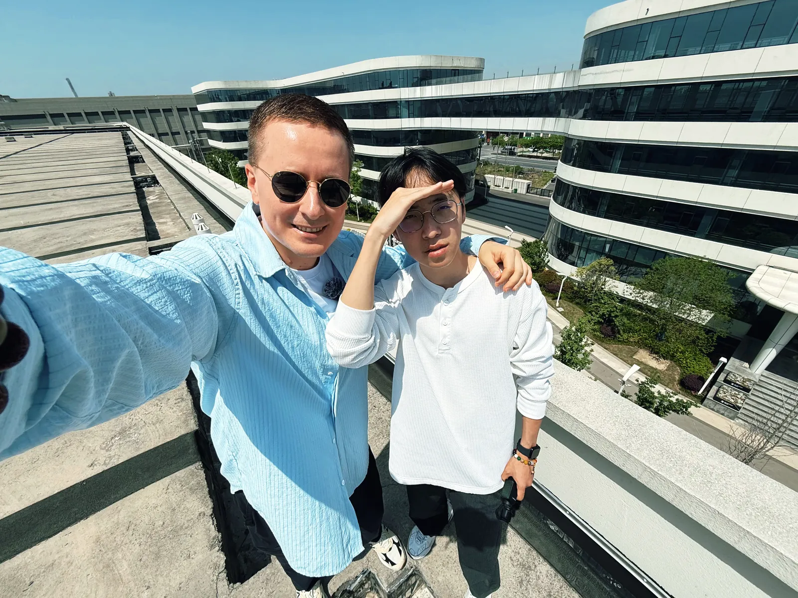 On the technology park roof with a partner