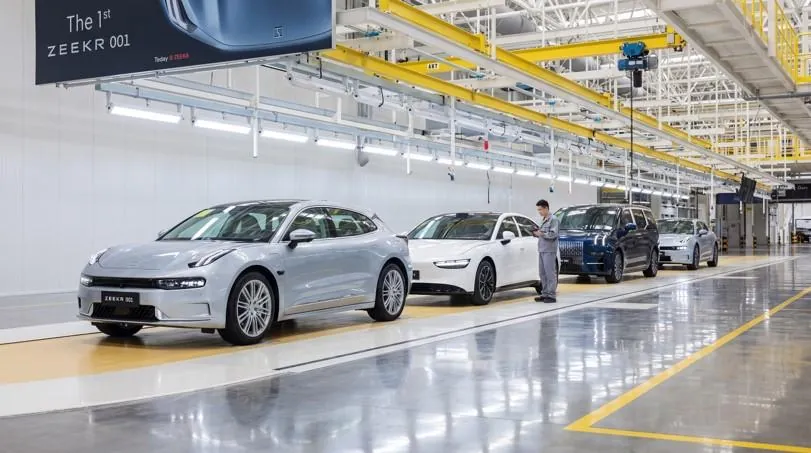 Zeekr EVs at the Ningbo plant