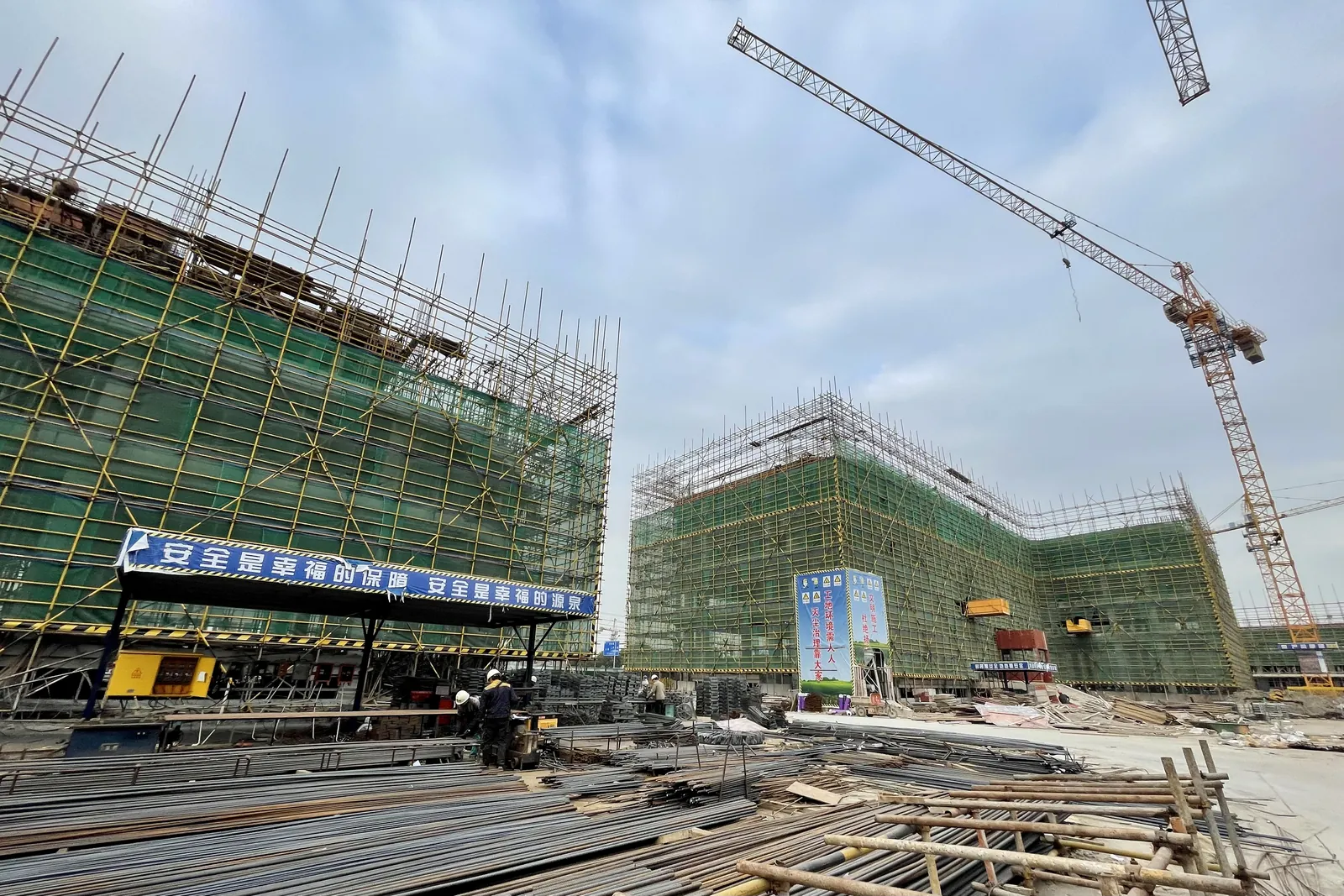 Technopark buildings under scaffolding