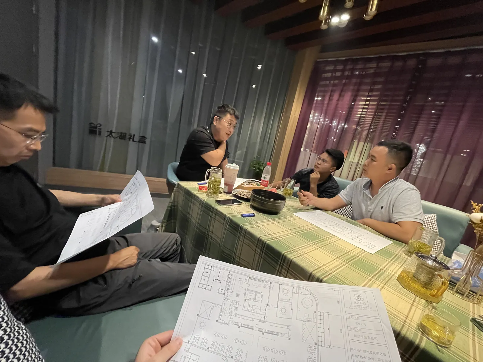 Reviewing drawings with the contractor