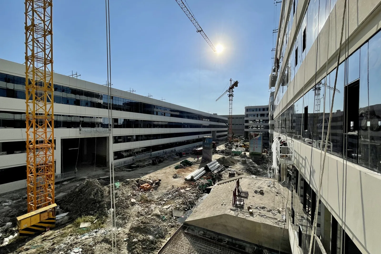 Building facades and site landscaping
