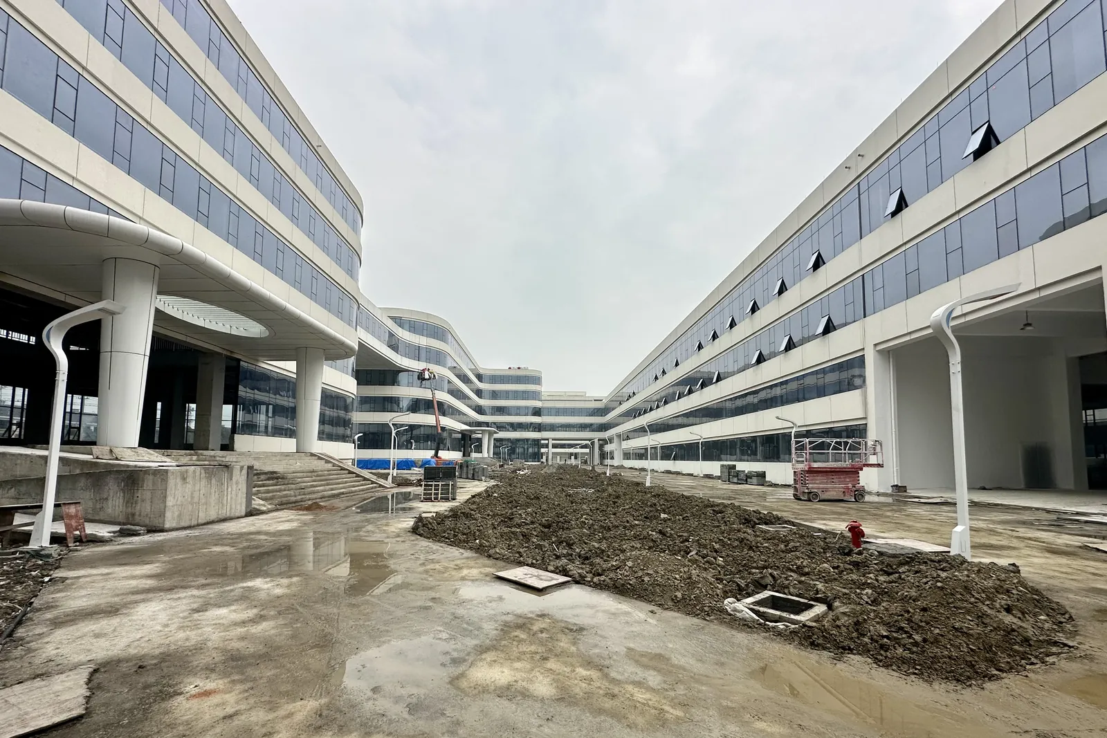 The buildings after facade works were completed