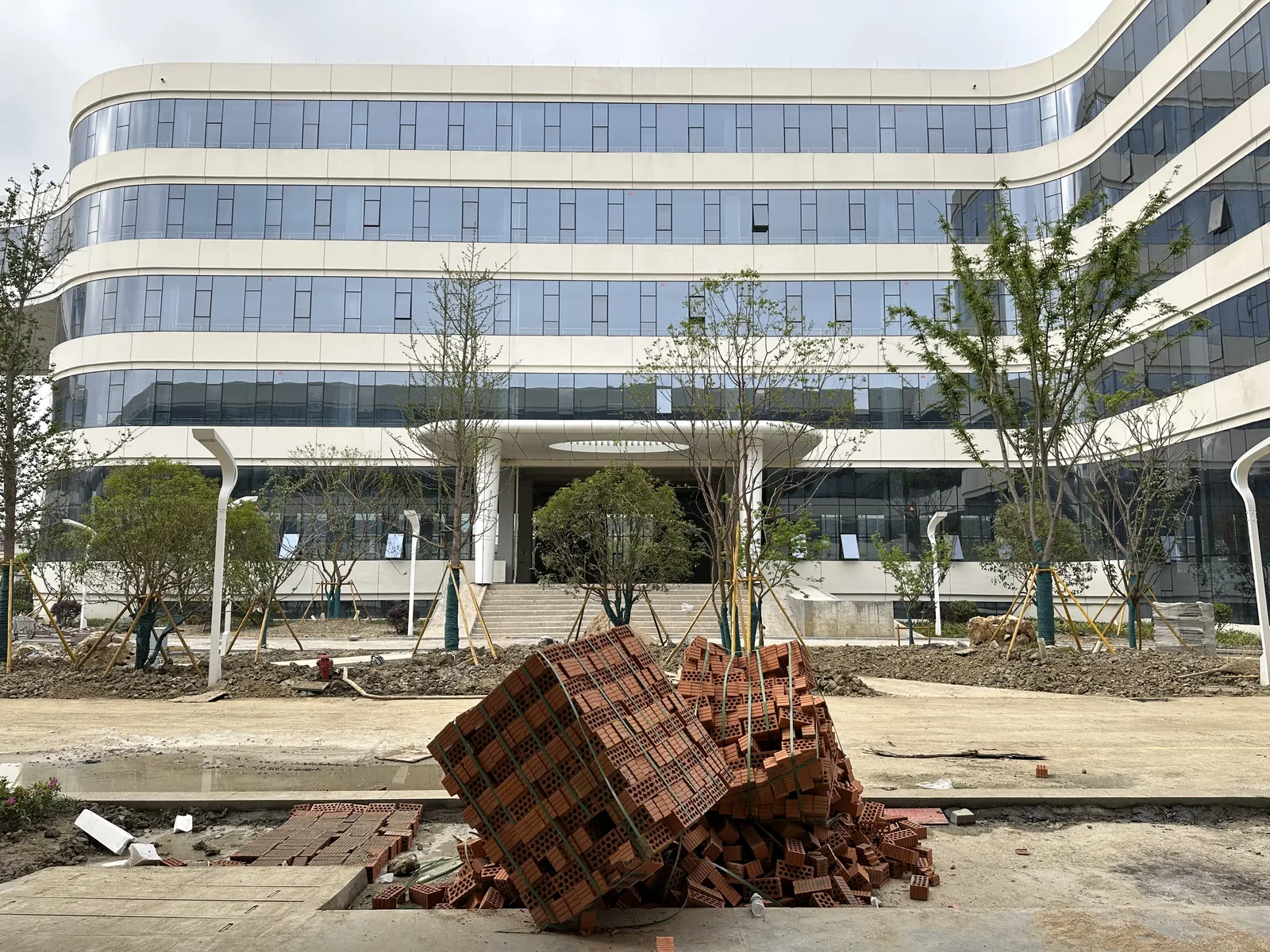The main building before handover
