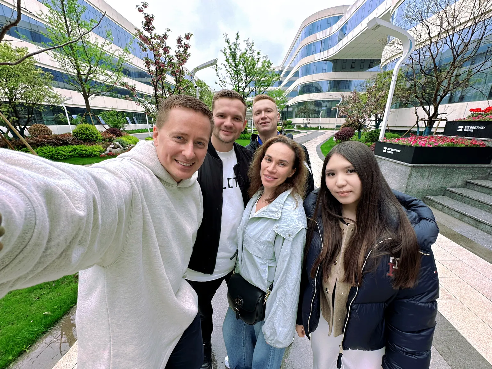 Guests in the technopark courtyard
